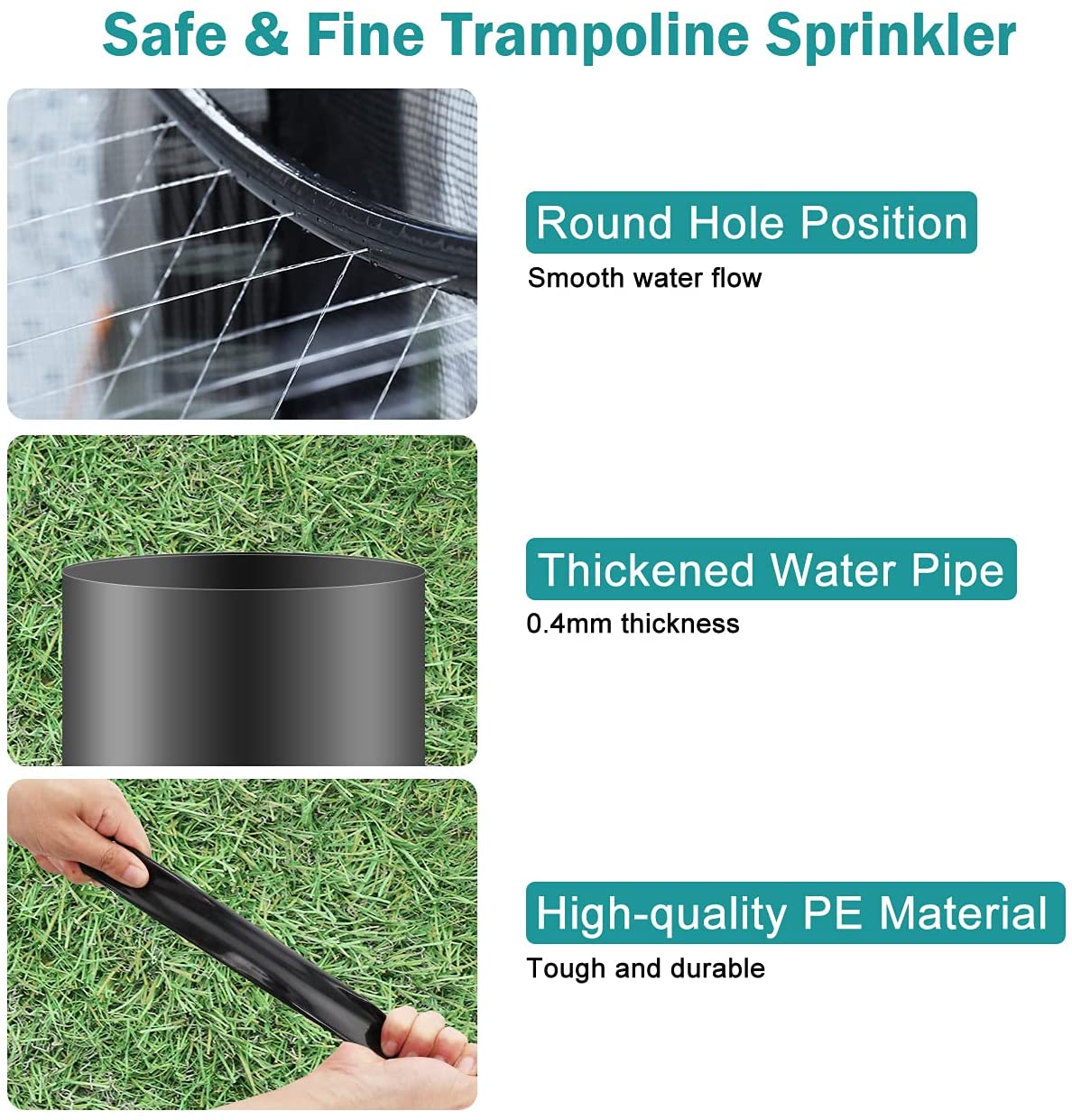 49FT Trampoline Sprinklers for Kids Outdoor Water Play Sprinklers Fun Summer Water Toys， Water Games Yard Toys Sprinklers Backyard Sprayer Water Park for Age 5+