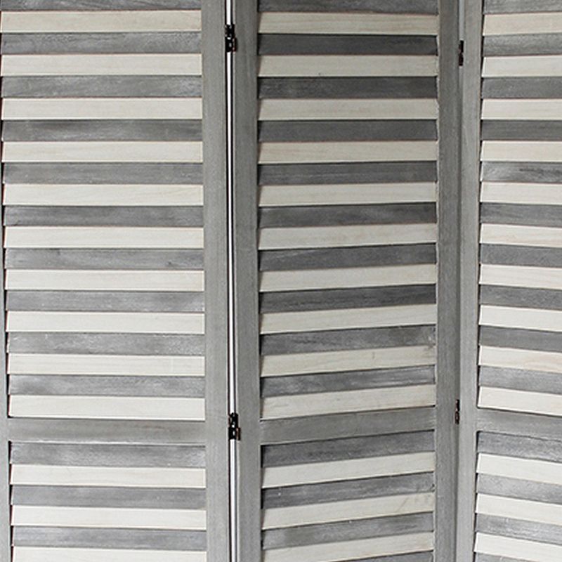 Traditional 3 Panel Room Divider with Slat Panelling， Gray