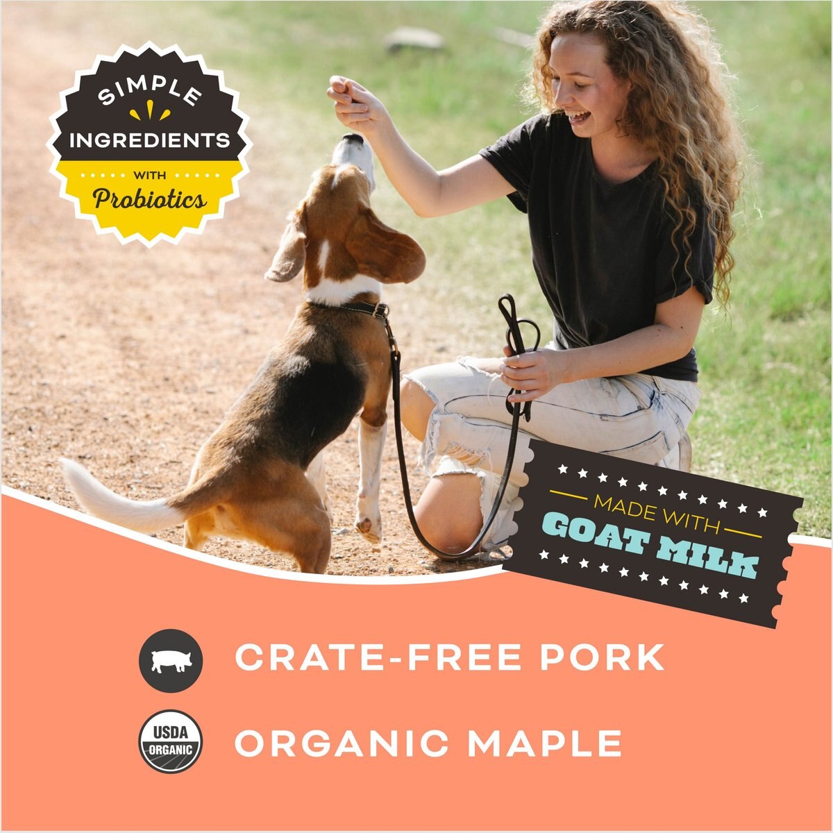 Primal You Maple My Day Pork and Maple with Goat Milk Flavored Crunchy Dog Treats， 2-oz bag