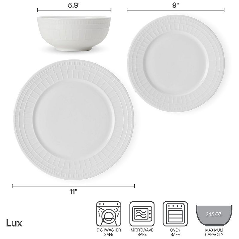 Mikasa Lux 12-Piece Bone China Dinnerware Set