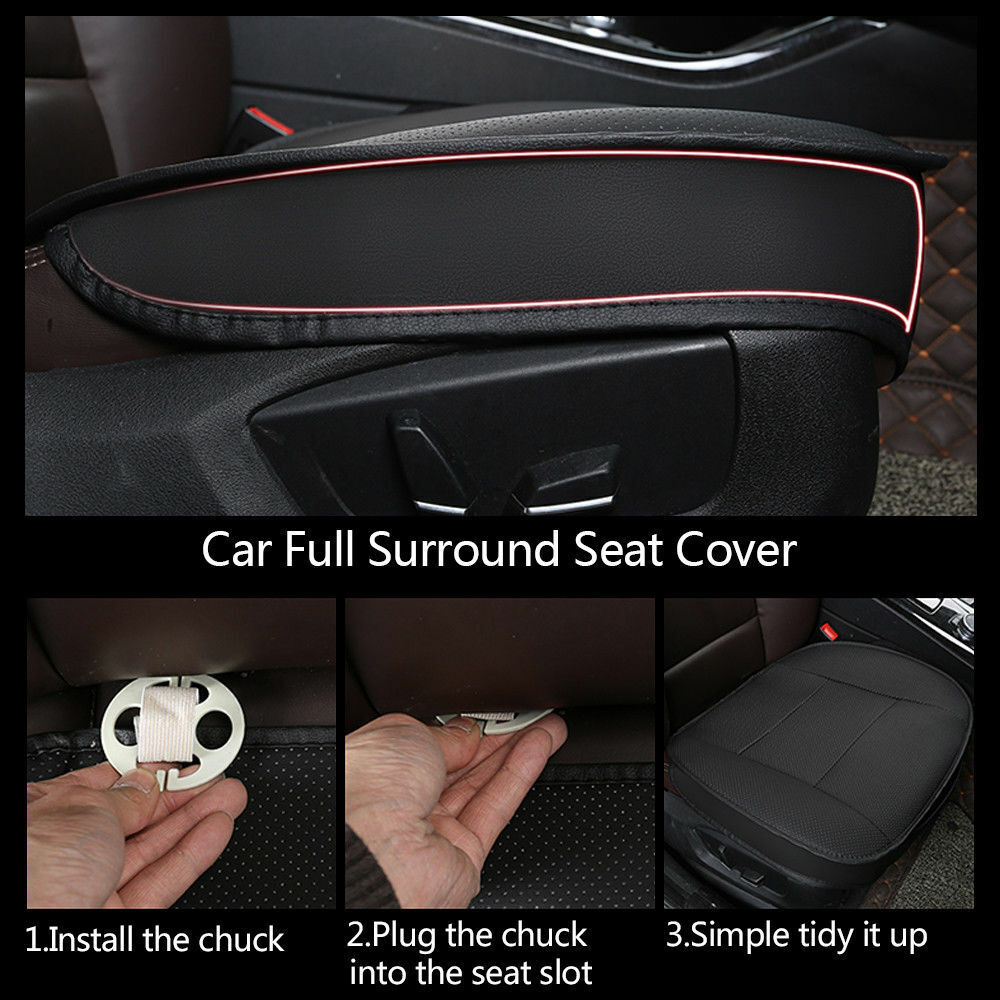 PU Leather Car Front Cover Cushion Seat Protector Half Full Surround Universal Black Full Surround Color