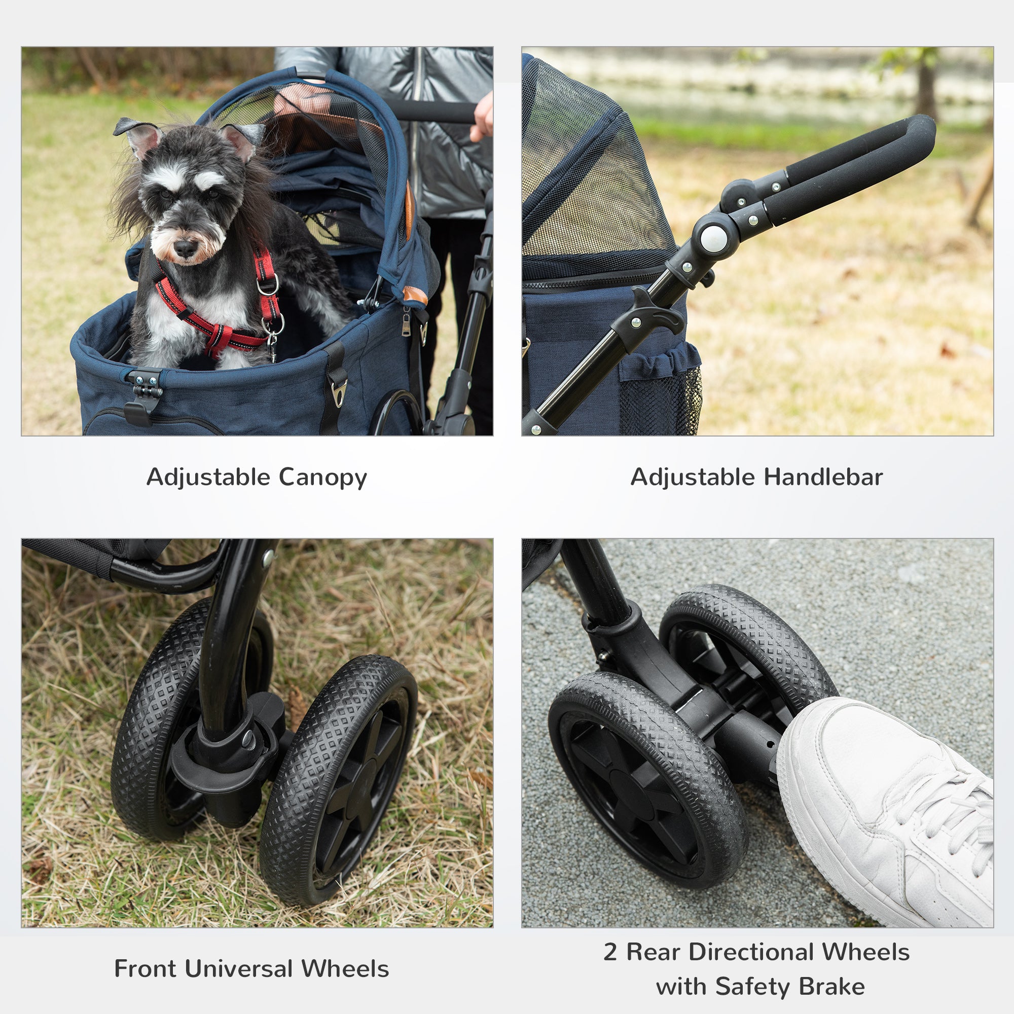 PawHut Luxury Folding Pet Stroller Dog/Cat Travel Carriage 2 In 1 Design， Black