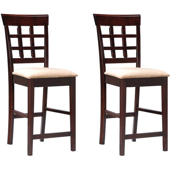 Open Grid Design Counter Height Dining Stools (Set of 2)