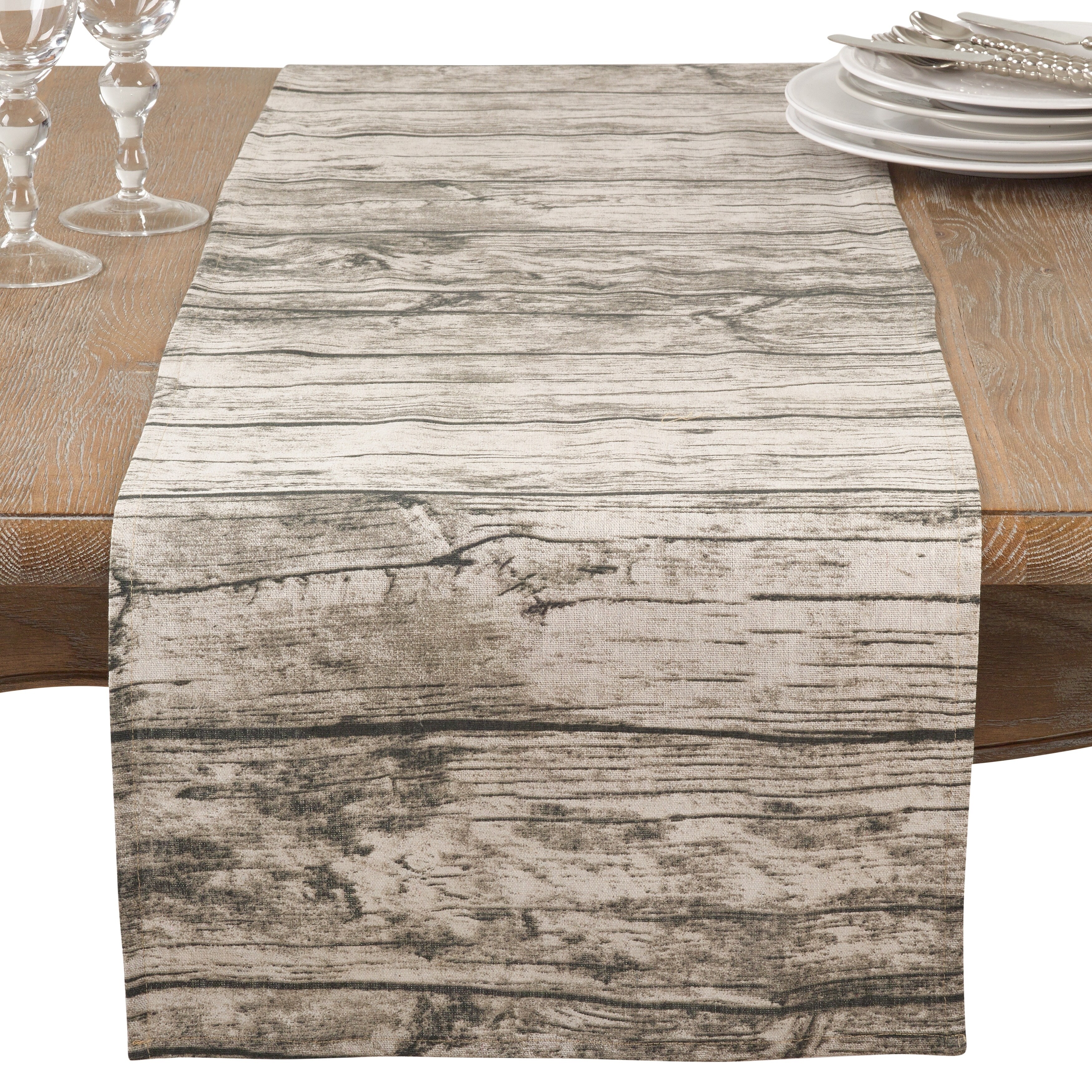 Wood Grain Design Cotton Table Runner