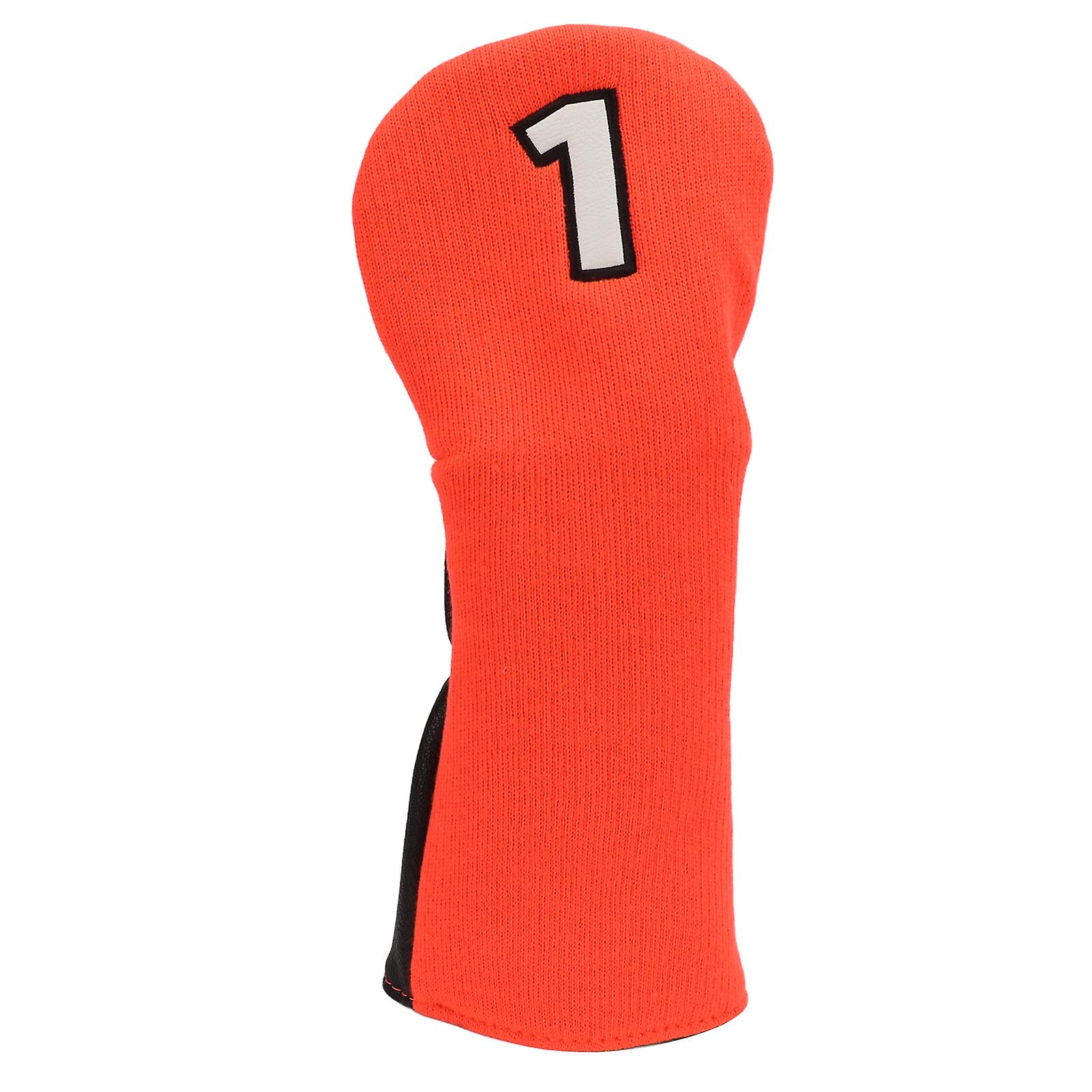 Golf Club Cover Mixed Fabric Head Protector Knitted Polyester Waterproof Pu With 1 Number For Training Competitionorange And Black