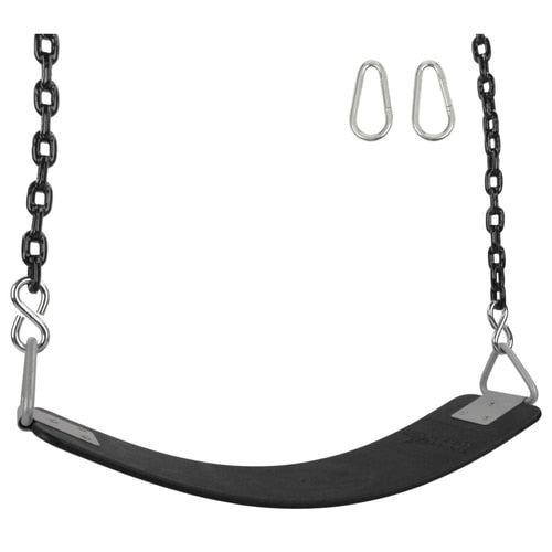 Swing Set Stuff Inc. Commercial Rubber Belt Seat (Black) with 8.5 Ft. Coated Chain