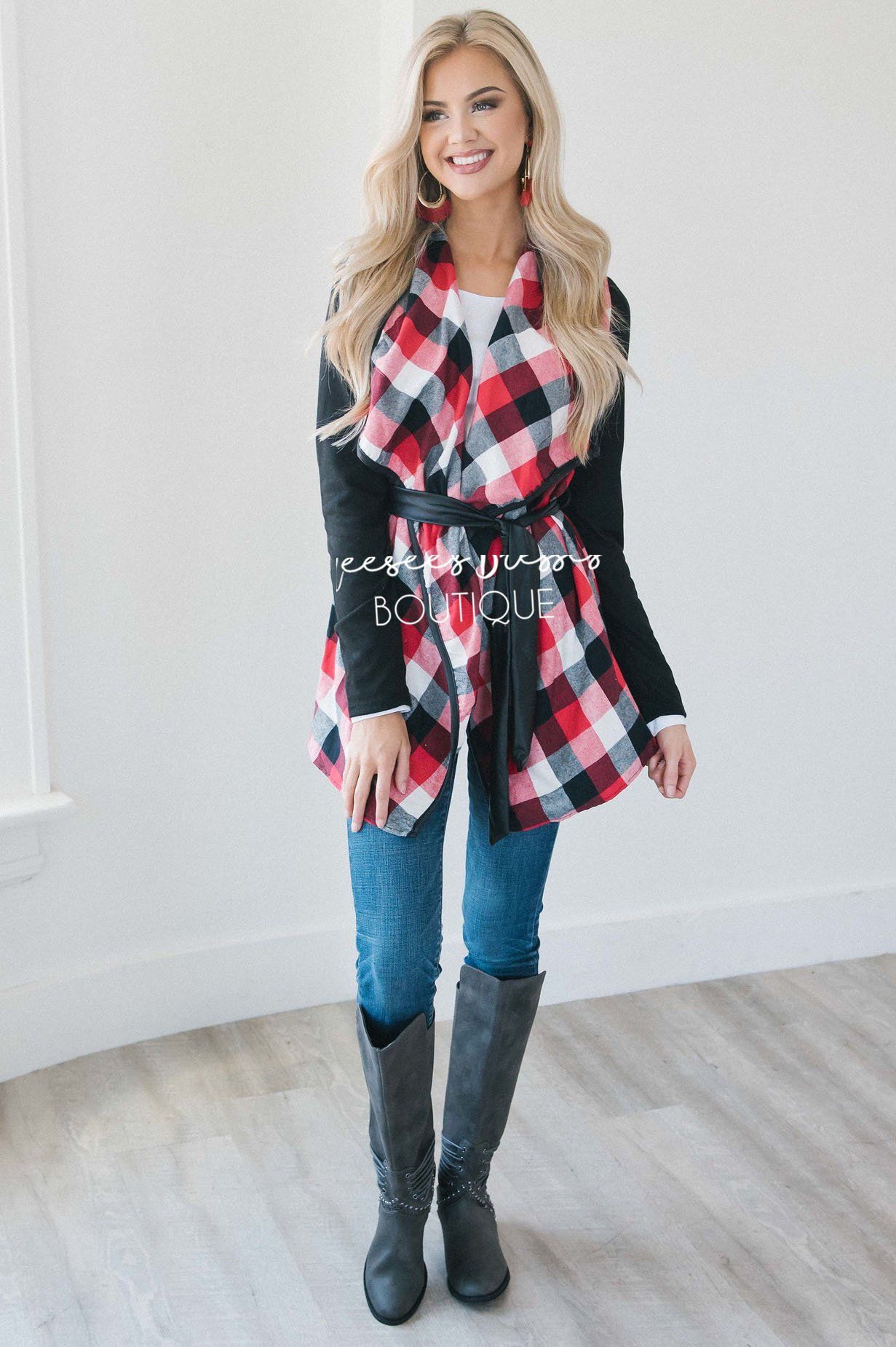 Plaid Tie Waist Coat