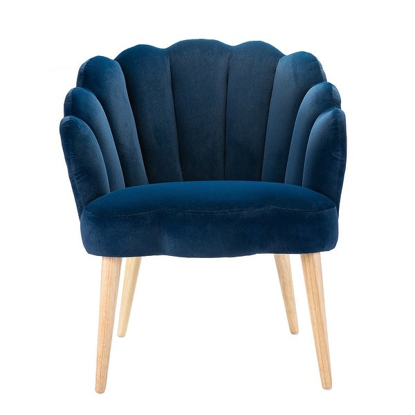 Eleanora Morden Scalloped Velvet Arm Chair with Tufted Back by HULALA HOME