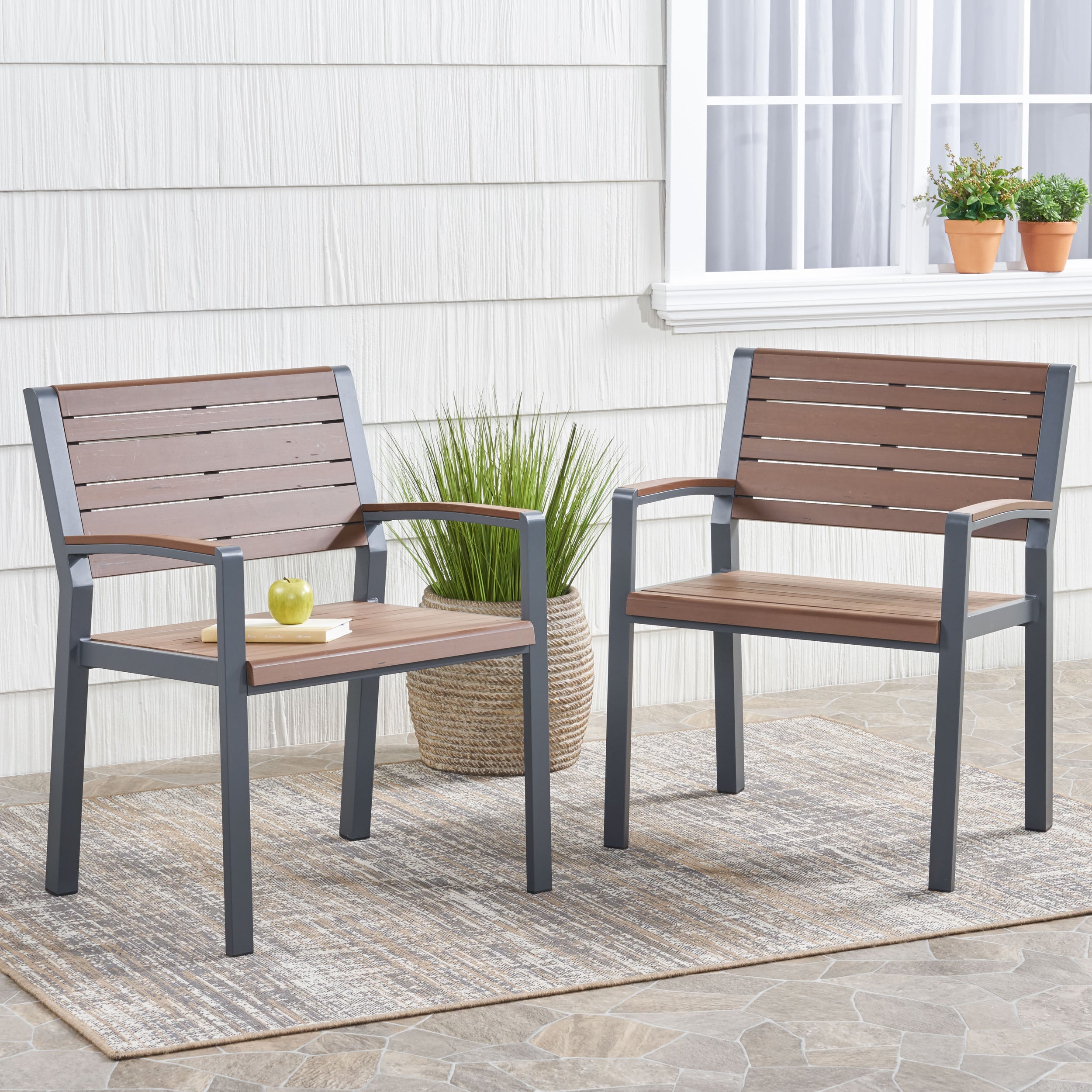 Trimble Outdoor Aluminum Chairs, Set of 2