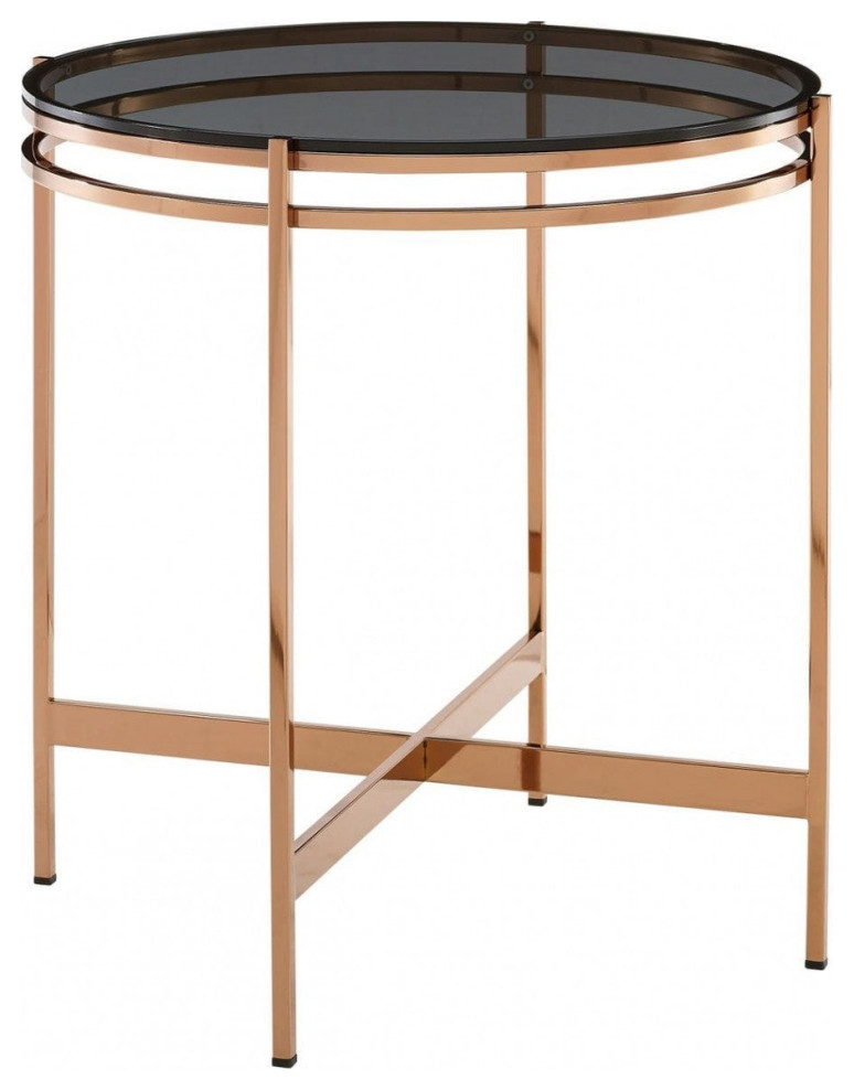 Nikky Modern Smoked Glass and Rosegold Small End Table   Modern   Side Tables And End Tables   by Virgil Stanis Design  Houzz