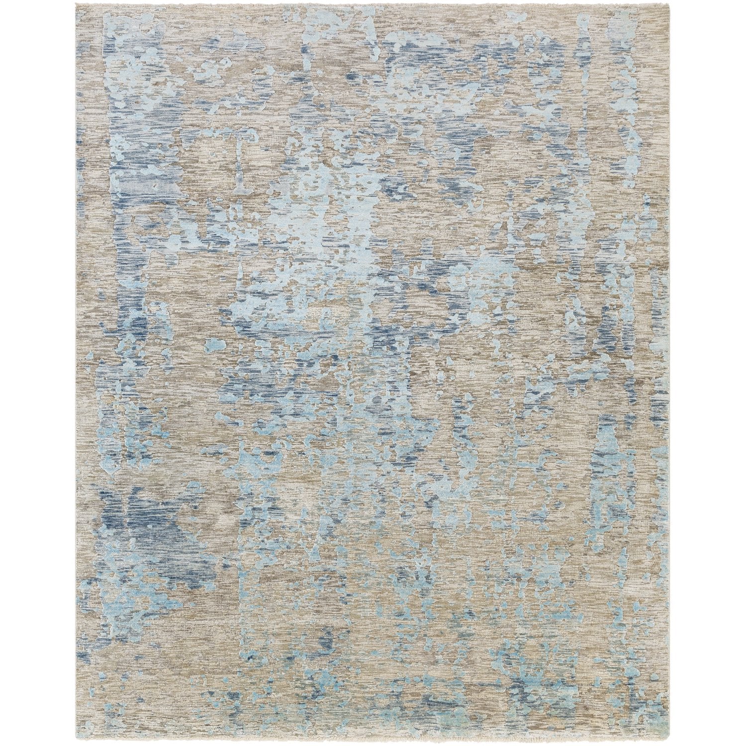 Ocean Hand Knotted Rug in Denim, Pale Blue, Taupe, Light Gray