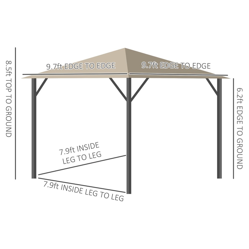 Outsunny 13' x 10' Patio Gazebo Outdoor Canopy Shelter with Sidewalls  Vented Roof  Aluminum Frame for Garden  Lawn  Backyard