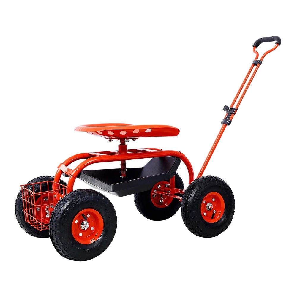 Rolling Gardening Chair Cart with Wheels  360 Swivel Rolling Scooter   42.5\