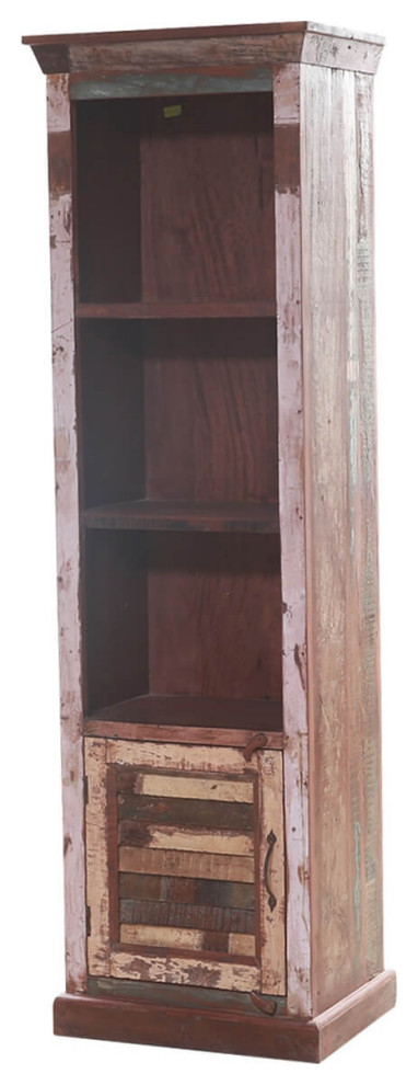 Alghero Distressed Reclaimed Wood 74 quotTall 5 tier Vintage Bookcase   Farmhouse   Bookcases   by Sierra Living Concepts Inc  Houzz