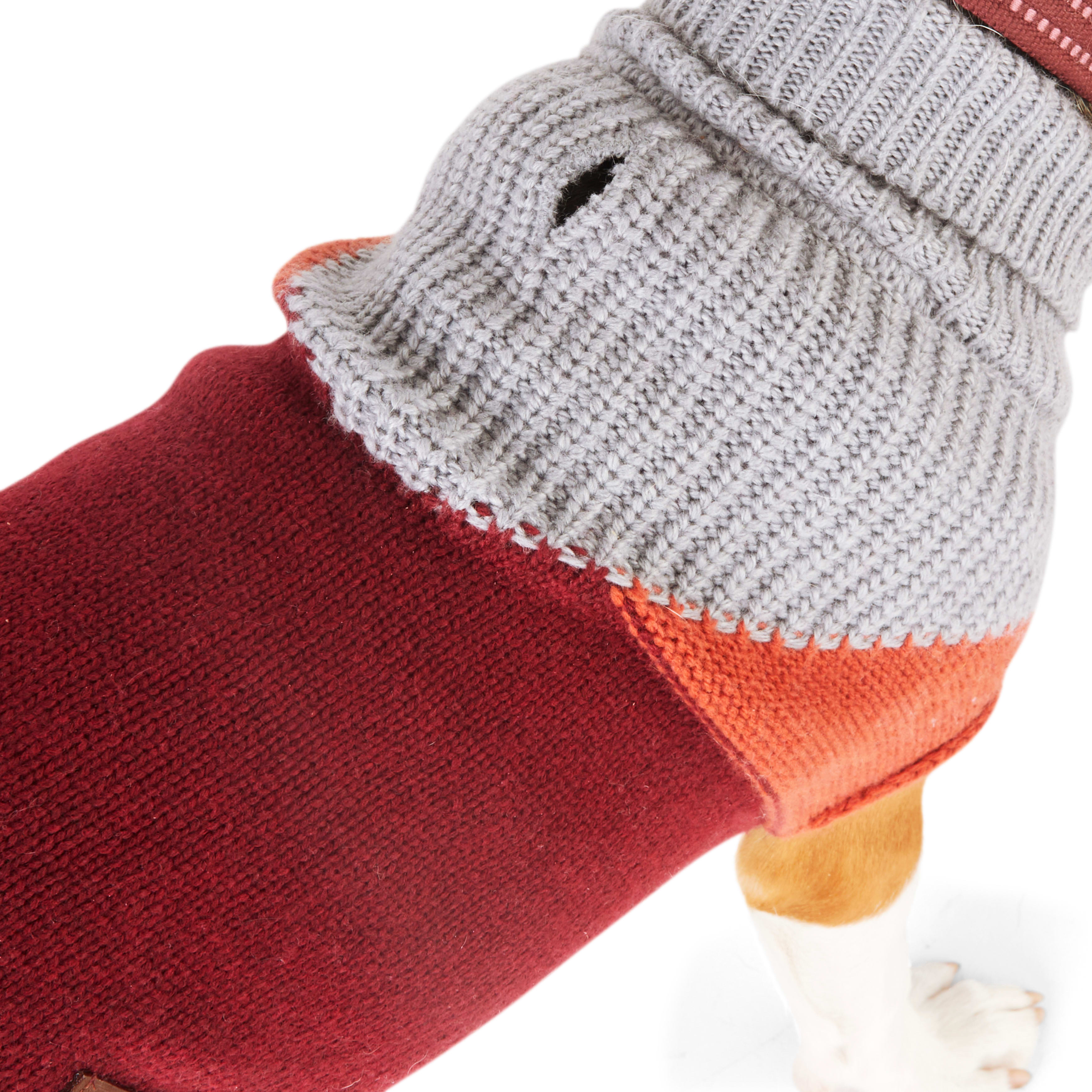 Reddy Burgundy Colorblock Dog Sweater， X-Small