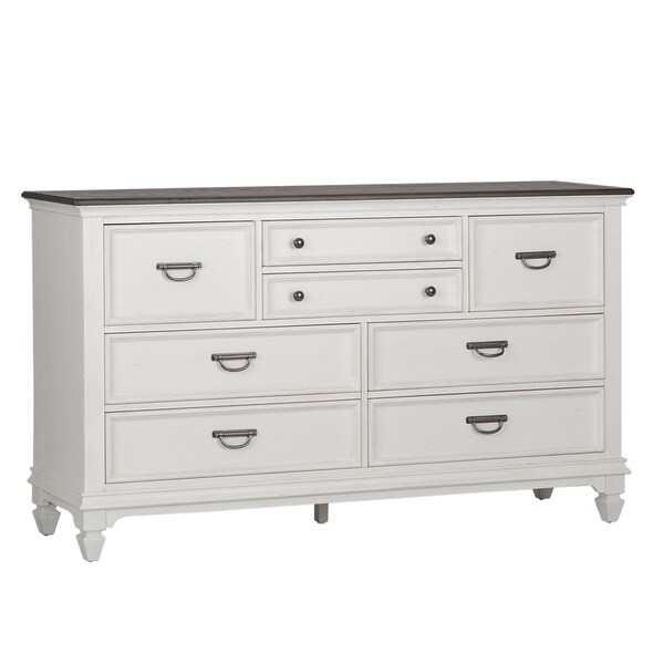 Copper Grove Allyson Park Wirebrushed White Charcoal Dresser and Mirror - - 25673984