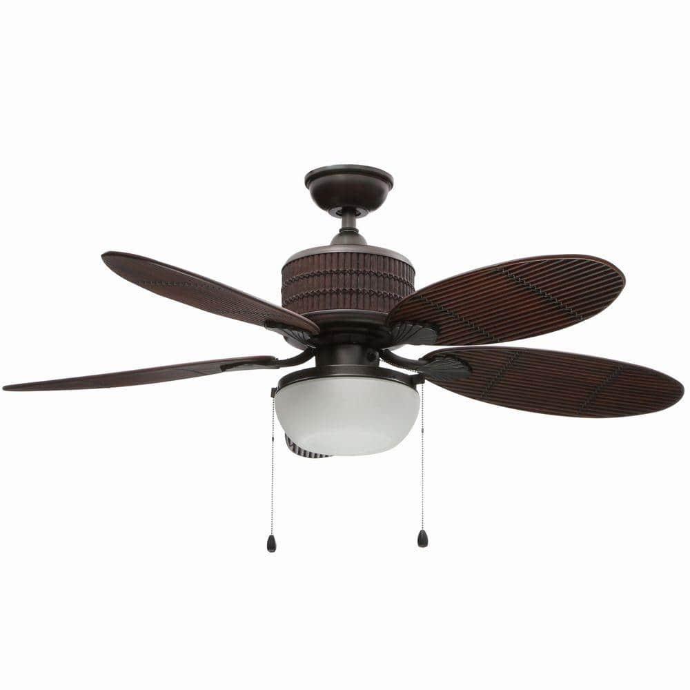 Home Decorators Collection Tahiti Breeze 52 in LED IndoorOutdoor Natural Iron Ceiling Fan with Mahogany Bamboo Accents