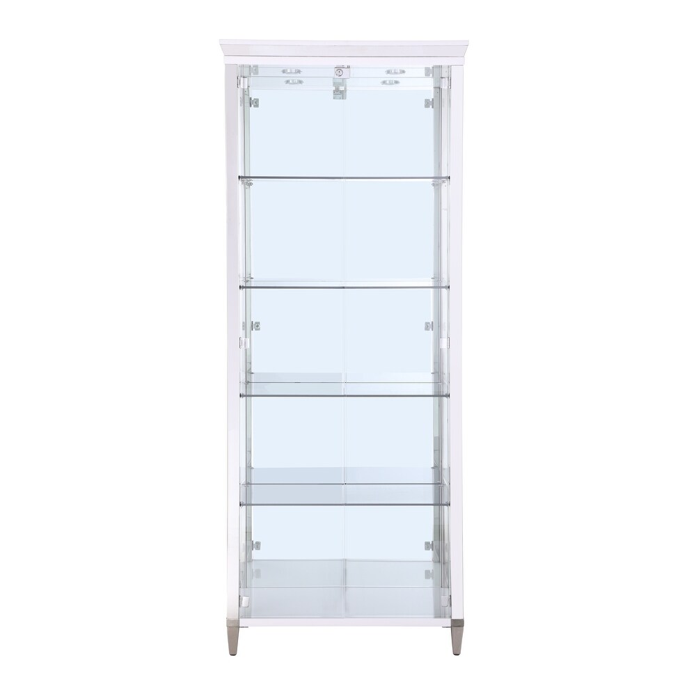 Somette Clear Glass/Polished Stainless Steel Contemporary 2 Door Glass Curio