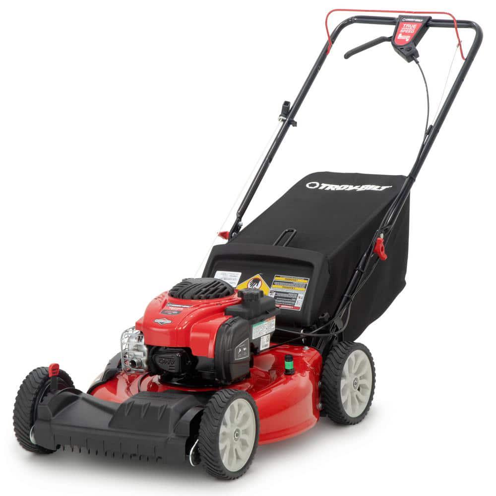 TroyBilt 21 in 140 cc Briggs and Stratton Gas Engine Self Propelled Lawn Mower with Rear Bag and Mulching Kit Included