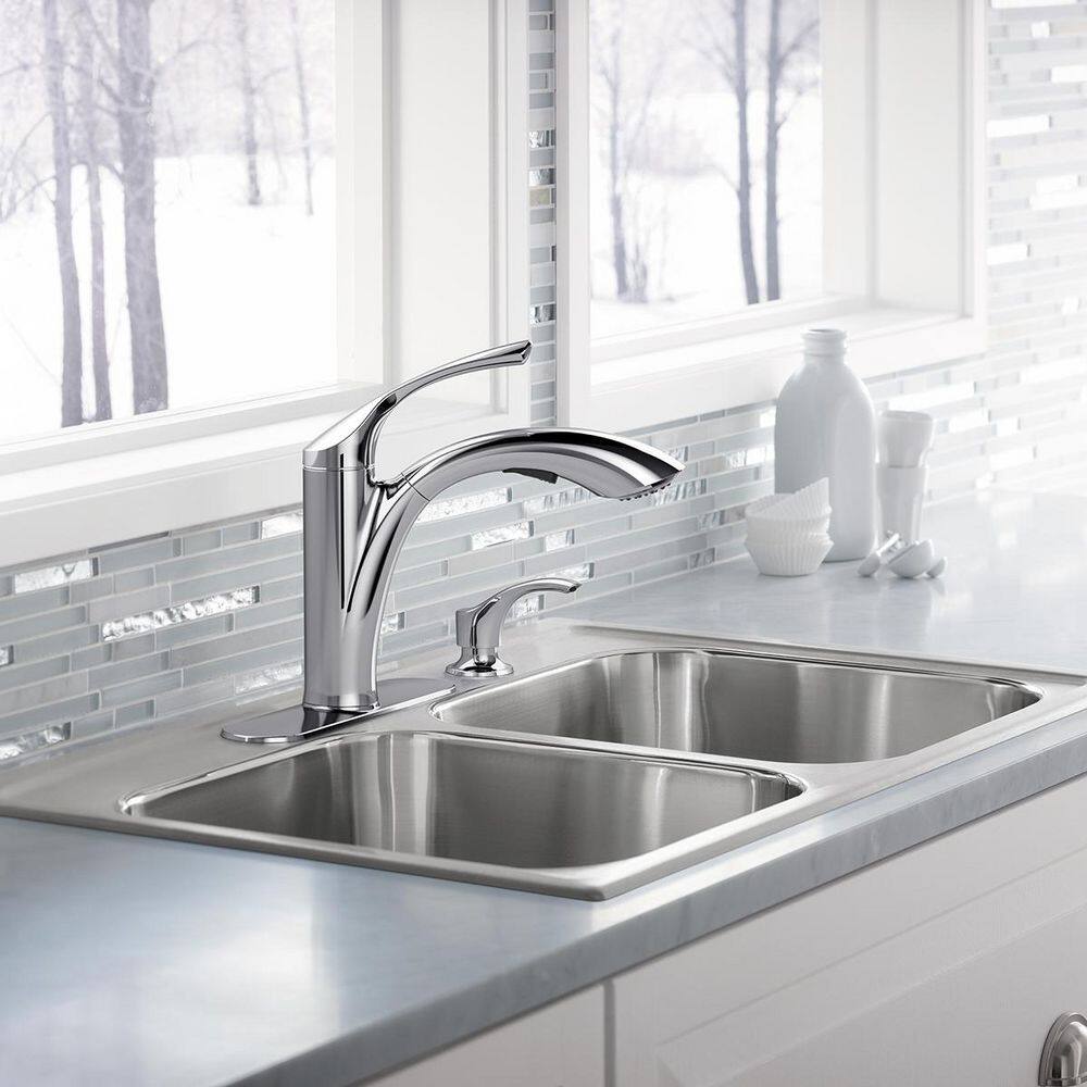 KOHLER Mistos Single Handle Pull Out Sprayer Kitchen Faucet in Polished Chrome R72510-SD-CP