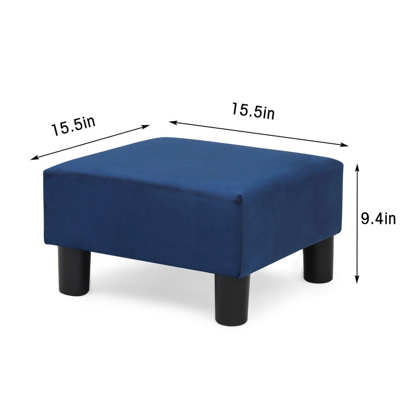 Adeco Small Square Footstool Ottoman Modern Fabric Footrest Stool