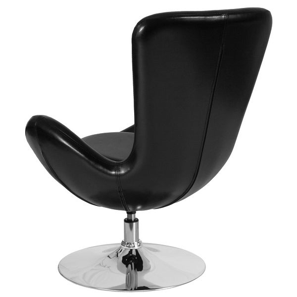 LeatherSoft Swivel Side Reception Chair with Bowed Seat