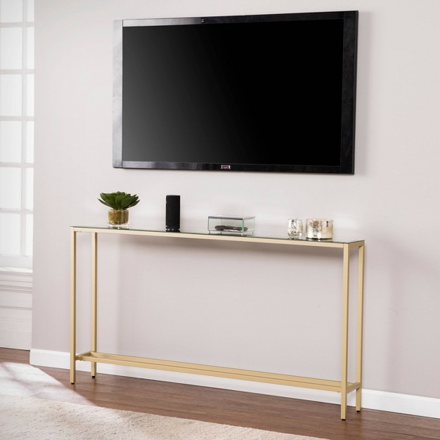 Dillard Narrow Long Console Table Deep Gold Aiden Lane