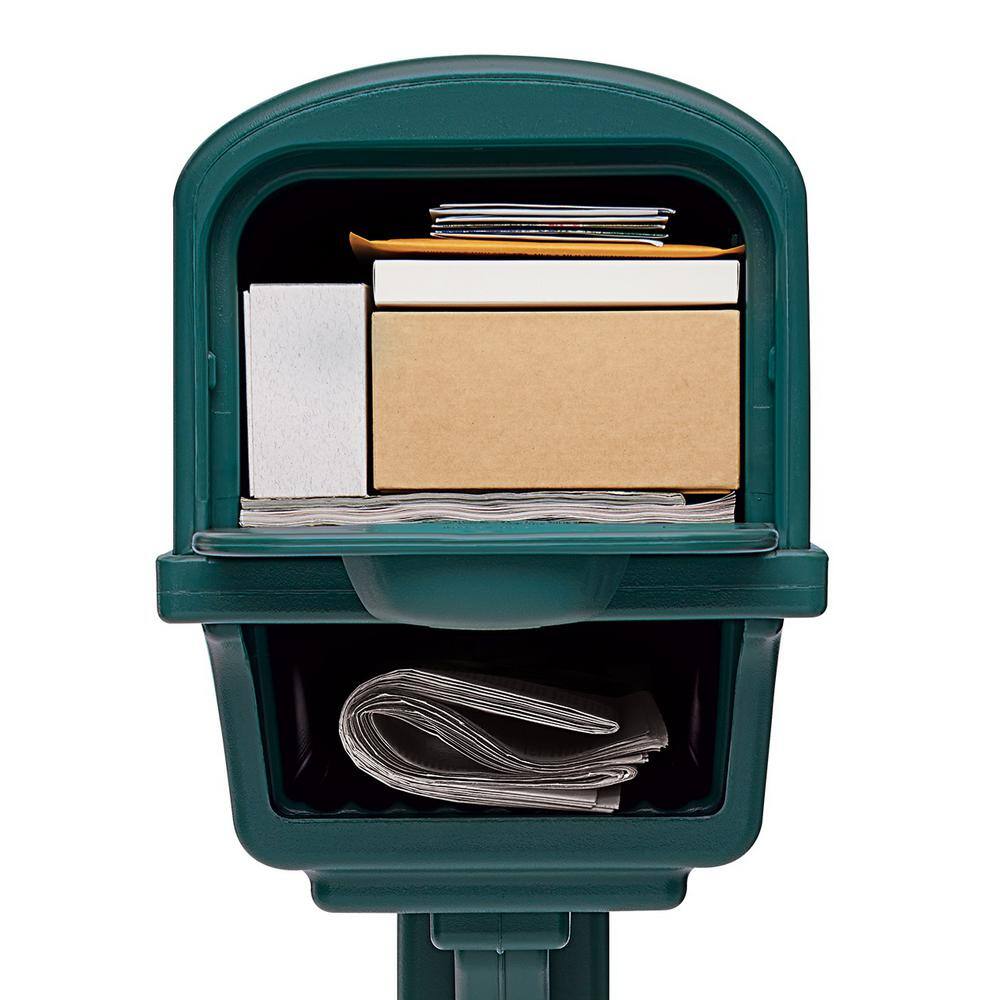 Gibraltar Mailboxes Gentry Green Medium Plastic All-in-One Mailbox and Post Combo GGC1G0000