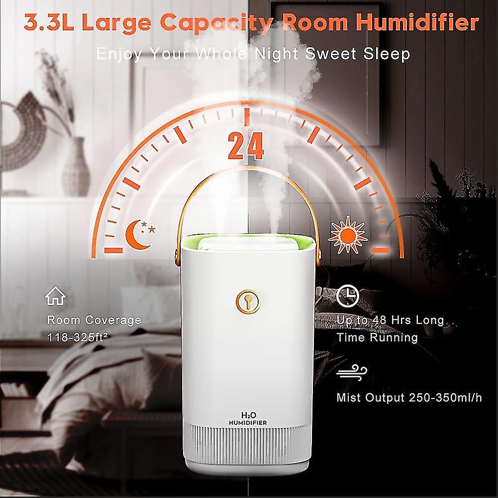 Humidifiers， Large Humidifier For Bedroom With Night Light，quiet Room Humidifier， Auto Shut Off， For Home Baby Office1pcswhite