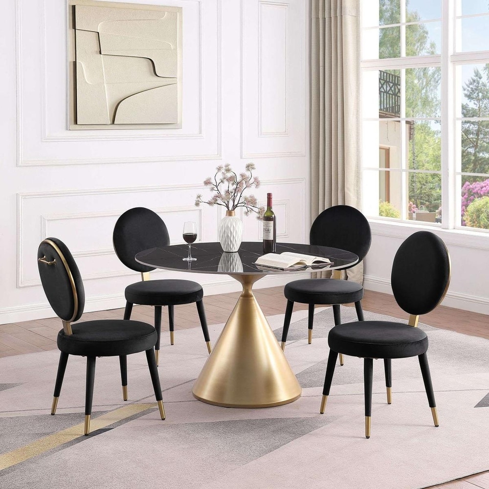 Morden Fort Modern Luxury 5  Piece Round Dining Table and Chair Set