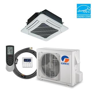 GREE Vireo GEN3 12000 BTU 1 Ton Ceiling Cassette Inverter Ductless Mini Split Air Conditioner with Heat Pump Remote 230V VIR12CAS230V1AK