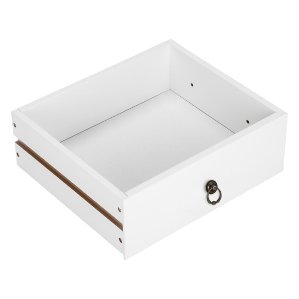 Two layer Bedside Cabinet Coffee Table with Drawer White   (18.11 x 14.17 x 27.56)\