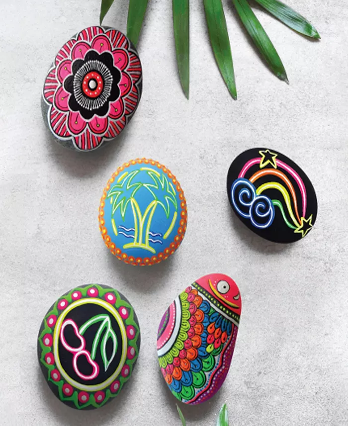 Craft Maker The Complete Neon Rock Art Kit DIY Rock Painting For Kids  Rocks  Brushes  Paint  Stencils included 19 Easy-To-Follow Projects - Arts And Craft For Kids