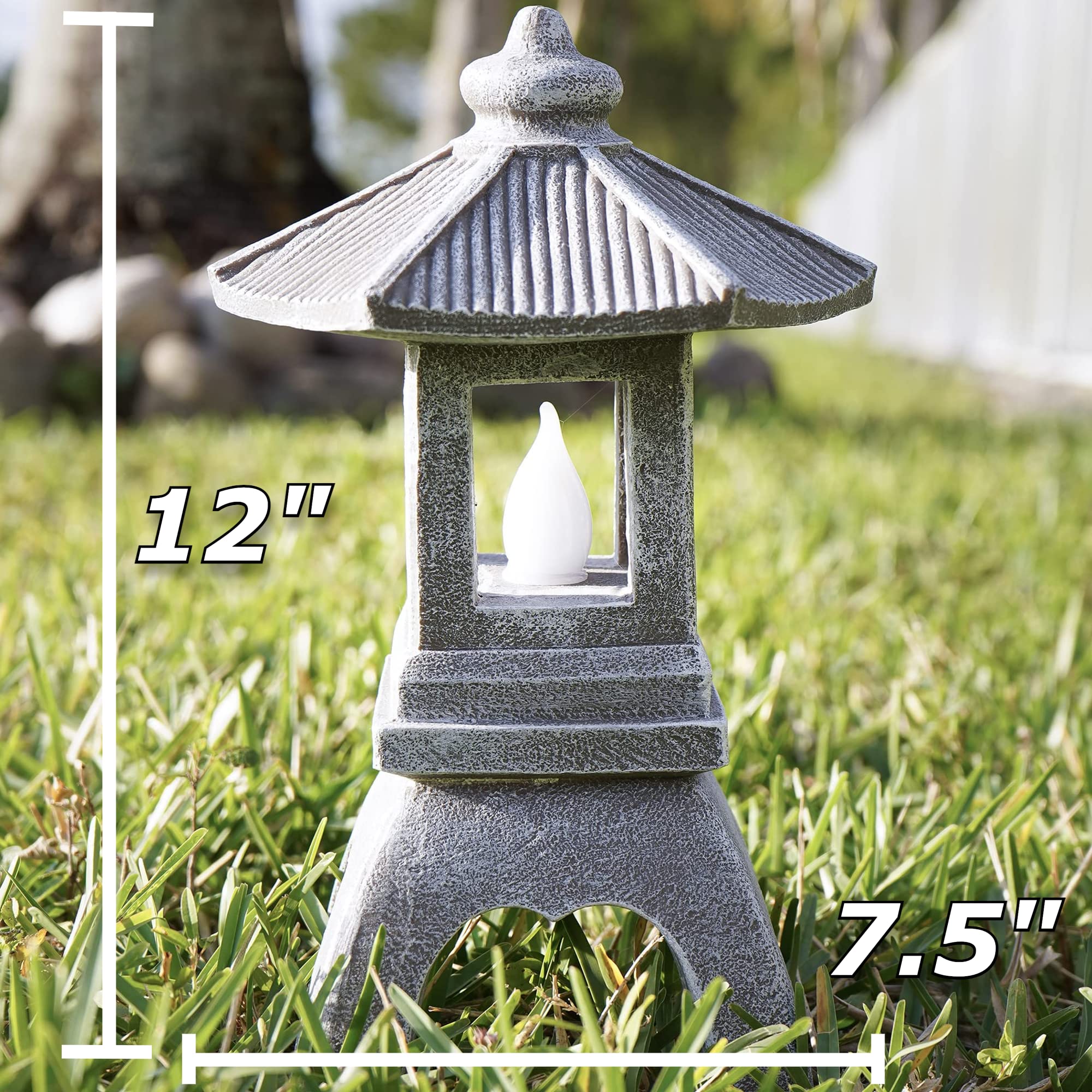 VP Home Tranquil Pagoda Solar Powered Flickering LED Outdoor Decor Garden Light