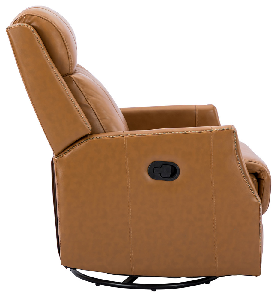 Genuine Leather Manual Swivel Recliner   Transitional   Recliner Chairs   by Karat Home  Houzz