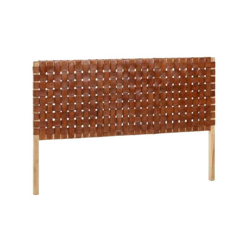 Calixta Woven Brown Leather Queen Headboard - - 36039381