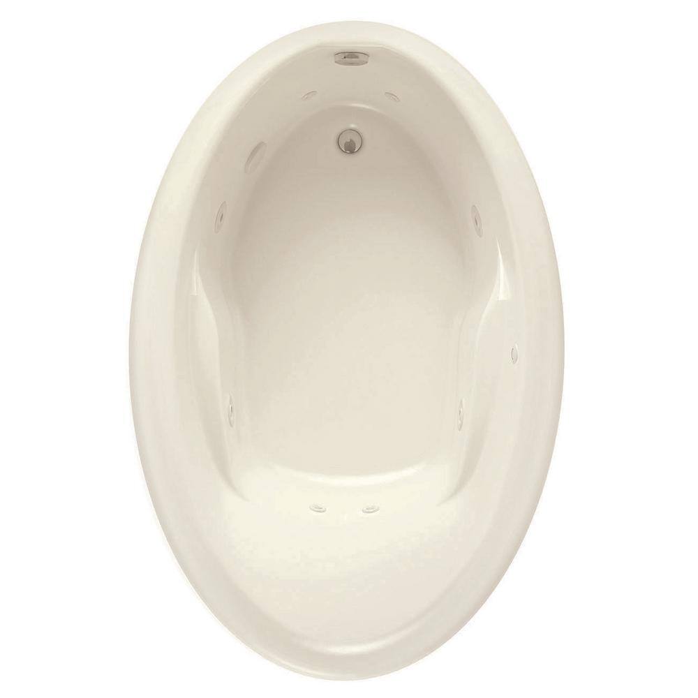 Aquatic Starla 60 in. Acrylic Reversible Drain Oval Drop-In Whirlpool Bathtub in Biscuit 826541996868