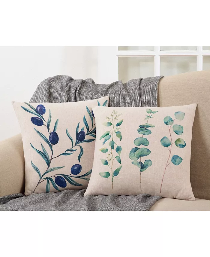 Saro Lifestyle Eucalyptus Printed Decorative Pillow， 18