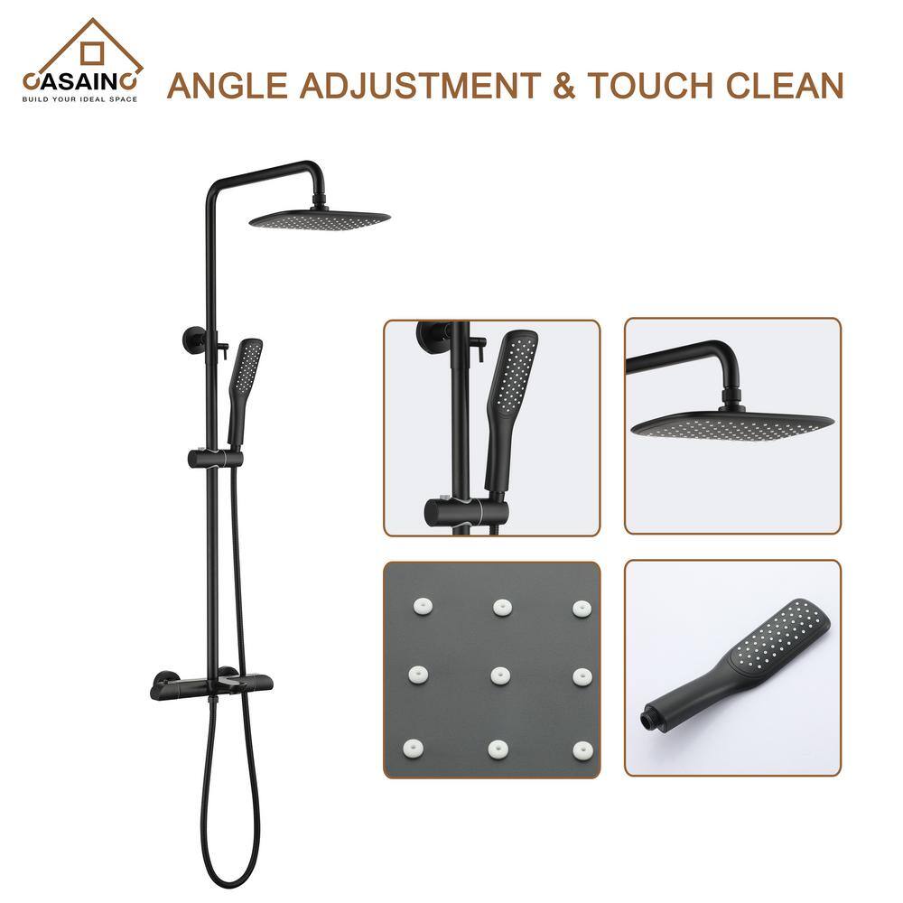 CASAINC 2-Spray with 1.5 GPM Shower System with Shower Head and Handheld Shower in Matte Black WE-SS18MB