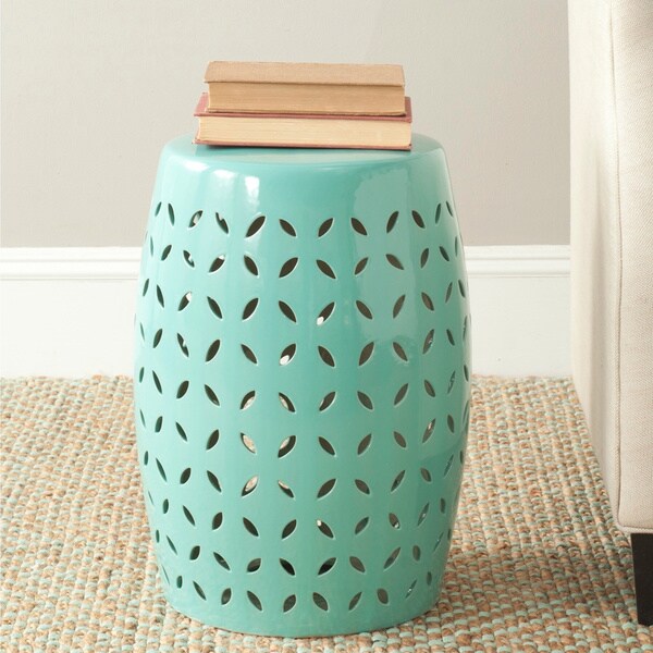 SAFAVIEH Paradise Zen Light Blue Ceramic Decorative Garden Stool