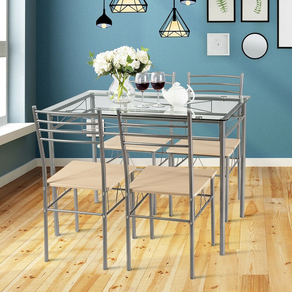 5 PCS Dining Table Set Kitchen Dining Room Table and Chairs Set