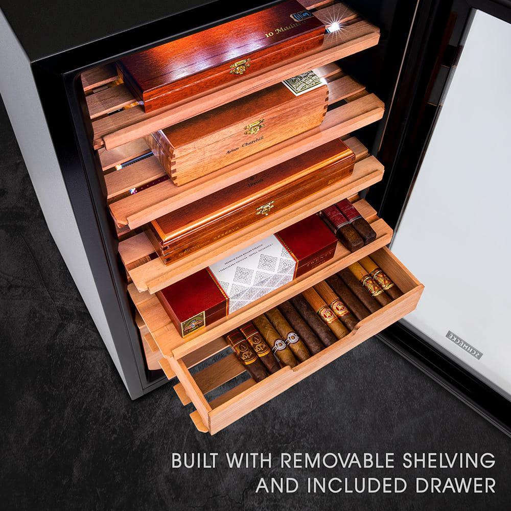 Schmecke 17 in 400Piece Cigar Cooler Humidor with Spanish Cedar Wood Shelves with Built in Digital Hygrometer Chiller