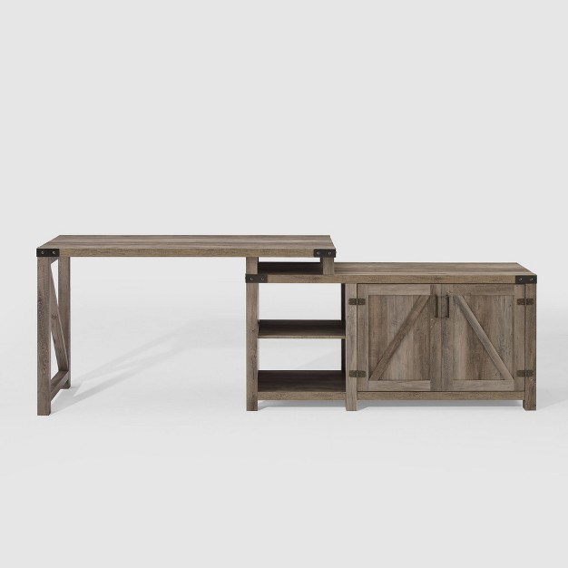 Farmhouse Rustic L Shaped Desk With Storage Saracina Home