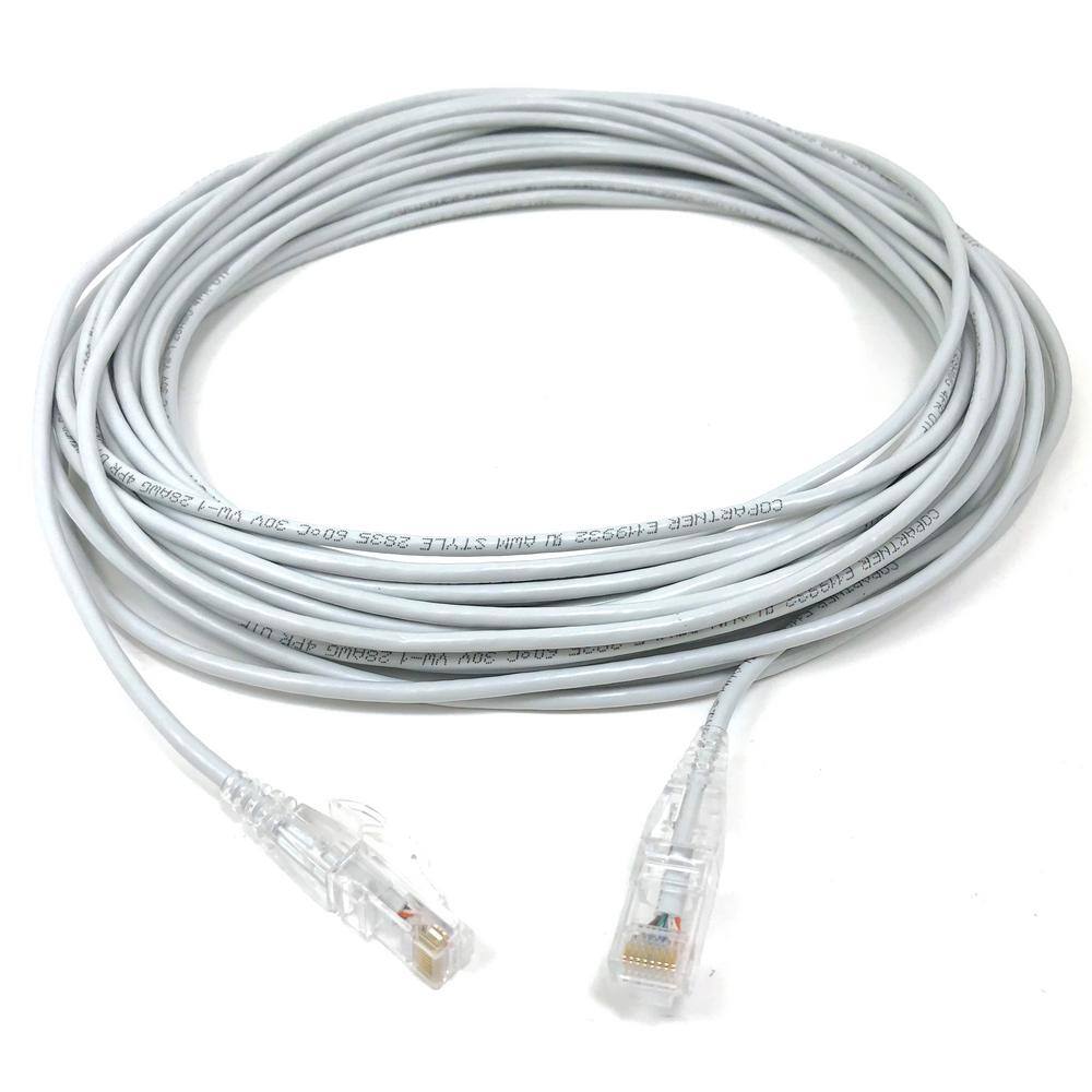 Micro Connectors Inc 25 ft. 28AWG Ultra Slim CAT6 Patch Cables White (5-Pack) E08-025W-SL5