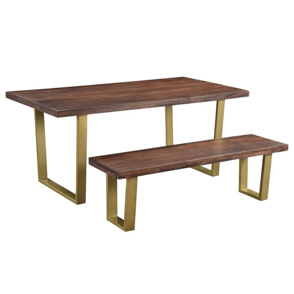 Lark Mango Wood Dining Bench with Gold legs - 60