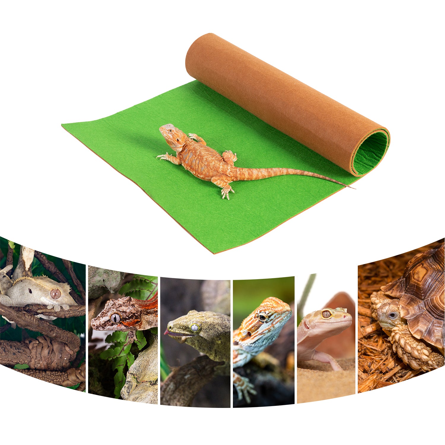 REPTIZOO 2 In 1 Reptile Terrarium Bedding Substrate Liner， Brown and Green， Reptile Carpet 35×17 Inch (2 PACK)