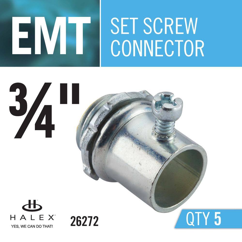 Halex 34 in. Electrical Metallic Tube (EMT) Set-Screw Connectors (5-Pack) 26272