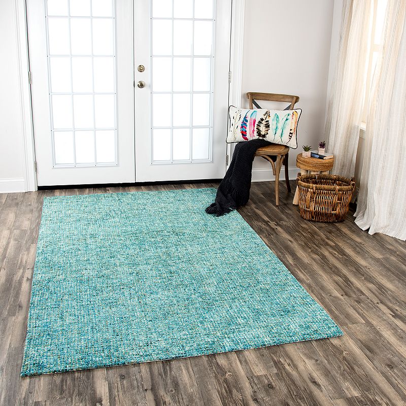 Rizzy Home Melissa Talbot Teal and White Rug