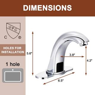 Mondawe Hands-Free SensorTouchless Single Hole Bathroom Faucet in Chrome with Deck Plate and Valve MD-S877BN