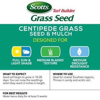 Scotts Turf Builder 5 lbs. Grass Seed Centipede Grass Seed  Mulch Grows a Thick Low-Maintenance Lawn 18365